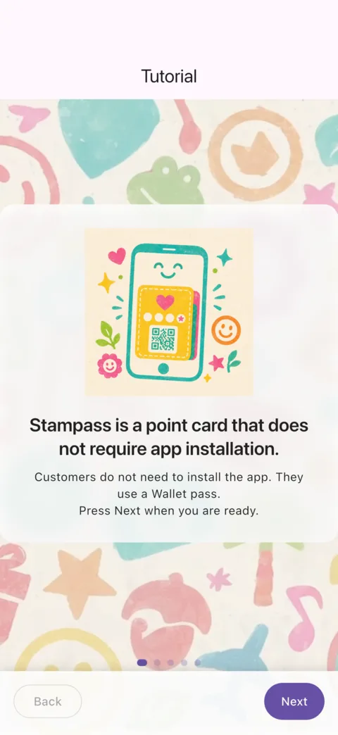Tutorial screen